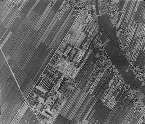 Image of Neuengamme camp taken by an RAF surveillance aircraft on 16 April 1945
