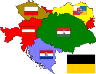 Karl I of Austria proposed a Habsburg Empire of 5 Kingdoms as a last desperate attempt to save the Monarchy. Karl v. Habsburg 5 Kingdoms-Oct.16 1918 (v2).png