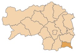 Poloha okresu Radkersburg v spolkovej krajine Štajersko (klikacia mapa)