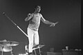 Moon atop his drumkit, 1976