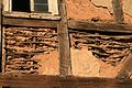 The wattle and daub was covered with a decorated layer of plaster.