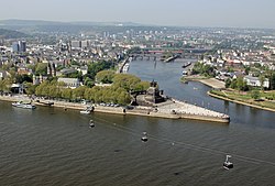 View of the Deutsches Eck and Koblenz Old Town