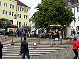 Kunst in der oberen Altstadt in Freiburg, seit 1979 immer Anfang September, hier auf dem Augustinerplatz