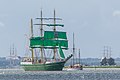 English: Alexander von Humboldt II during Tall Ships’ Race 2019 at Langerak, the eastern part of Limfjord, near Hals. Also, from left to right: Shabab Oman 2, Astrid Finne, and Dar Młodziezy.