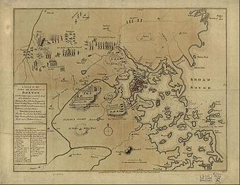 1775 map of the Battles of Lexington and Concord and the siege of Boston
