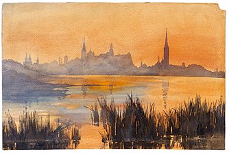 Lilly Walther [et] (1866‒1946). View of Tallinn. 1913. Paper, watercolor.