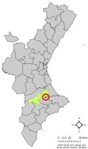 Localização do município de Salem na Comunidade Valenciana