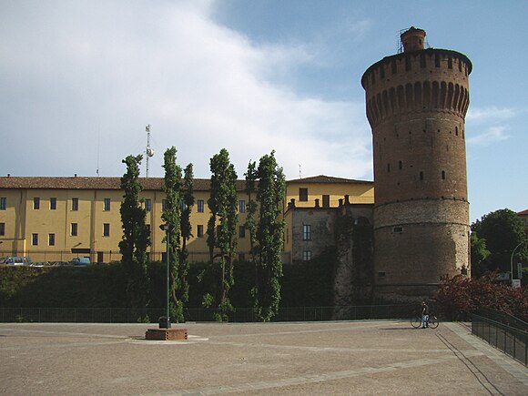 The main tower (Torrione) of the Visconti Castle Lodi castello torrione.JPG