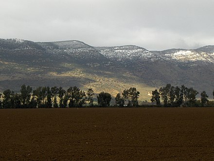 Winter view of the Golan Heights from the Galilee