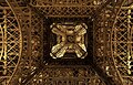 Looking up the center of the Eiffel Tower, 16 August 2019.jpg