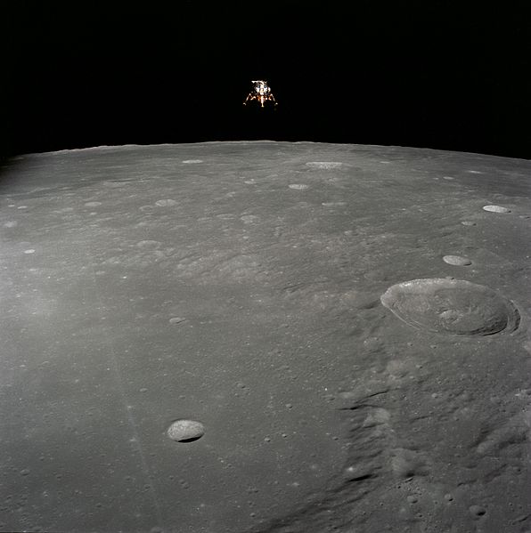 Apollo 12 Lunar Module Intrepid prepares to descend towards the surface of the Moon. 1969 NASA photo by Richard F. Gordon Jr.