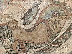 Detail of the Roman mosaic of the Nereids