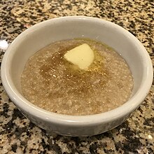 Macroom oatmeal porridge, topped with muscovado sugar and butter.jpg