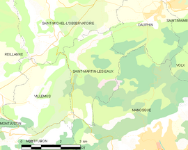 Mapa obce Saint-Martin-les-Eaux