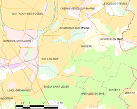 Mapa obce Sucy-en-Brie