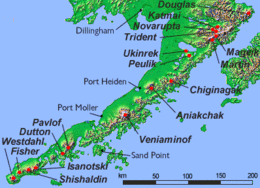 Alaska Yarımadası Volcanoes.gif Haritası