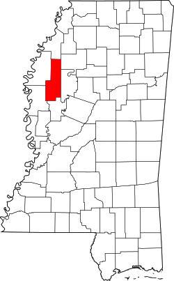 map of Mississippi highlighting Sunflower County