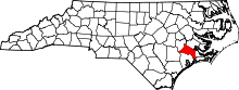 Harta e Jones County në North Carolina