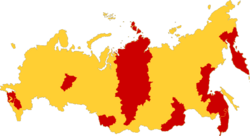 Krasnoyarsk Krai is the red vertical strip of land in the center of Russia
