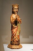 Maria in der Erwartung, aus dem Dominikanerinnenkloster Hl. Kreuz in Regensburg, um 1300, Lindenholz, farbig gefasst, Germanisches Nationalmuseum, Nürnberg