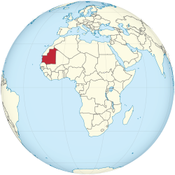 Mauritania on the globe (Africa centered).svg