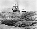Men trying to free US Revenue Cutter BEAR and US Revenue Marine Steamer CORWIN from sea ice, Nome, Alaska, June 2, 1914 (AL+CA 5749).jpg