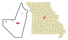 Moniteau County Missouri Incorporated und Unincorporated Gebiete California Highlighted.svg