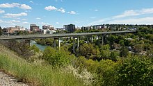 The Maple Street Bridge with Downtown Spokane in the background and Peaceful Valley in the right foreground Msb1.jpg