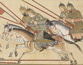 Изображение Мухаммада (седовласого мужчины) в битве вместе со своими людьми
