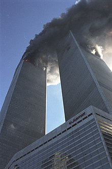 Marriott hotel during the September 11 attacks. NYPD Taylor R7-26 3462.jpg