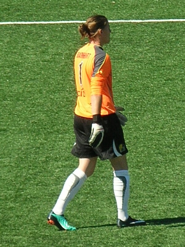 Nicole Barnhart playing for FC Gold Pride at the 2010 WPS Championship game. FC Gold Pride won the championship match 4–0.