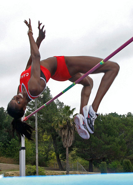 Canadian high jumper Nicole Forrester demonstrating the Fosbury flop