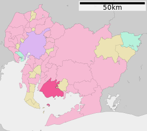 Lage Nishios in der Präfektur
