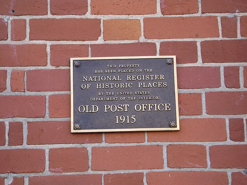 File:Old Post Office Plaque on Thomasville Fine Arts Library.JPG