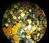 Olivine in cross-polarized light