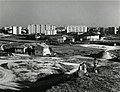 Archive photo showing modern housing in the distance and the Santa Maria Nascente  church by Vico Magistretti and Mario Tedeschi (Paolo Monti photograph, 1960)