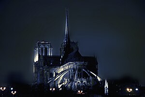 Paris Notre-Dame cathedral Chevet at night Ref.0519.jpg