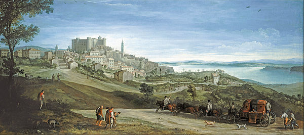 View of Bracciano by Paul Bril; early 1620s, oil on canvas, 75 × 164 cm, Art Gallery of South Australia.