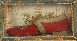 Pius VI pontifical slipper in Museo Cappuccini Firenze Pius VI pontifical slipper.jpg