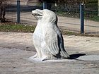 Penguins choking down a fish