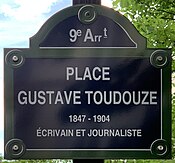 Plaque Place Gustave Toudouze - Paris IX (FR75) - 2021-06-27 - 1.jpg