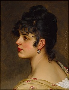 230. Eugen von Blaas label QS:Len,"230. Eugen von Blaas" Portrait of an Italian Young Woman