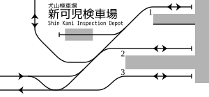 新可児検車場 構内配線略図 (1998年)