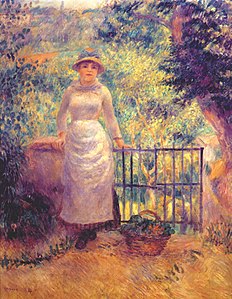 Aline à la barrière, ou Femme dans un jardin (1884), collection particulière[22].
