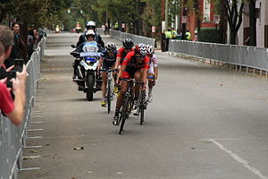 The medalists in a break away during the race