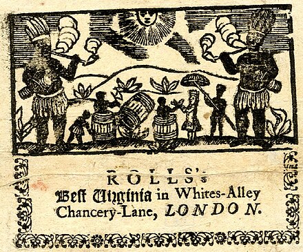 18th-century tobacco advertisement Rolls's Best Virginia tobacco advertisement.jpg