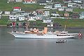 Royal Danish ship Dannebrog in Vagur, Faroe Islands