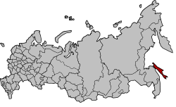 Sakhalin oblast på kartet over Russland