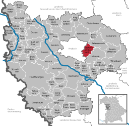 Läget för Sachsen bei Ansbach i Landkreis Ansbach