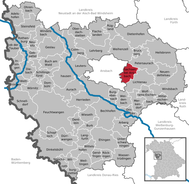 Poziția localității Sachsen bei Ansbach